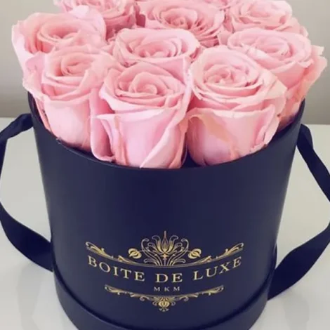 Blue-Round-Rose-Flower-Rigid-Gift-Box Blue-Round-Rose-Flower-Rigid-Gift-Box